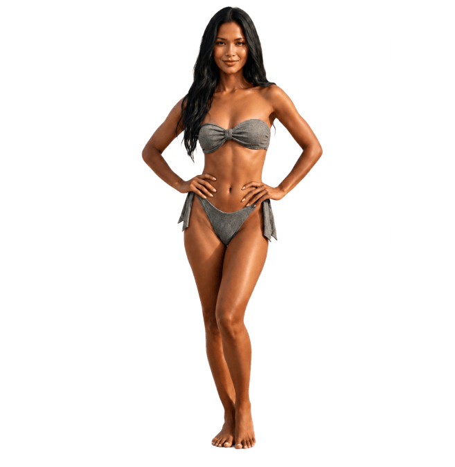 GRAY KNOTTED BIKINI SET