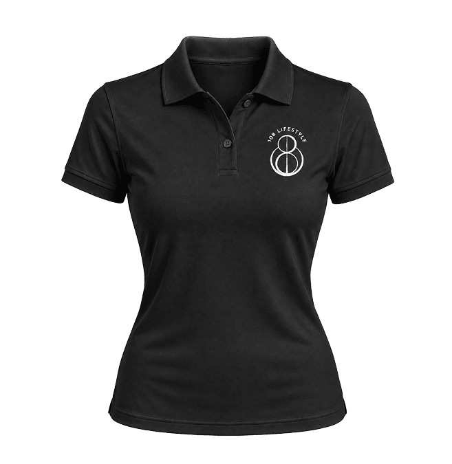 108 BLACK POLO SHIRT + White LOGO
