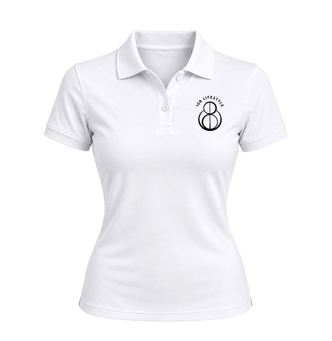 108 WHITE POLO SHIRT + BLACK LOGO