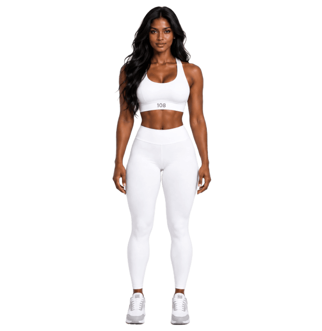 WHITE FASHION BRA & WHITE LEGGINGS