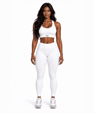 WHITE FASHION BRA & WHITE LEGGINGS